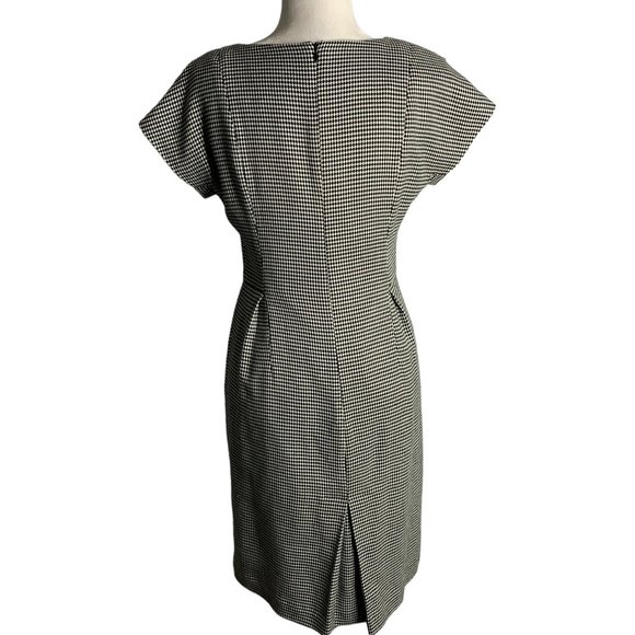 Worthington Diamond Pattern Sheath Dress 10 Black White Lined Short Sleeve Zip - Picture 4 of 6